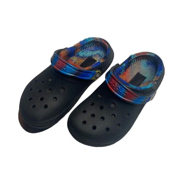 Crocs Tie Dye lined Crocs Men’s 7 Women’s 8 Black - Picture 3 of 8